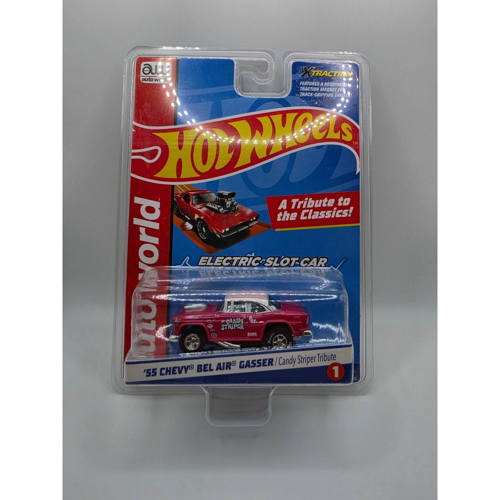 Auto World Hot Wheels 55 Chevy Bel Air Gasser Candy Striper Slot Car